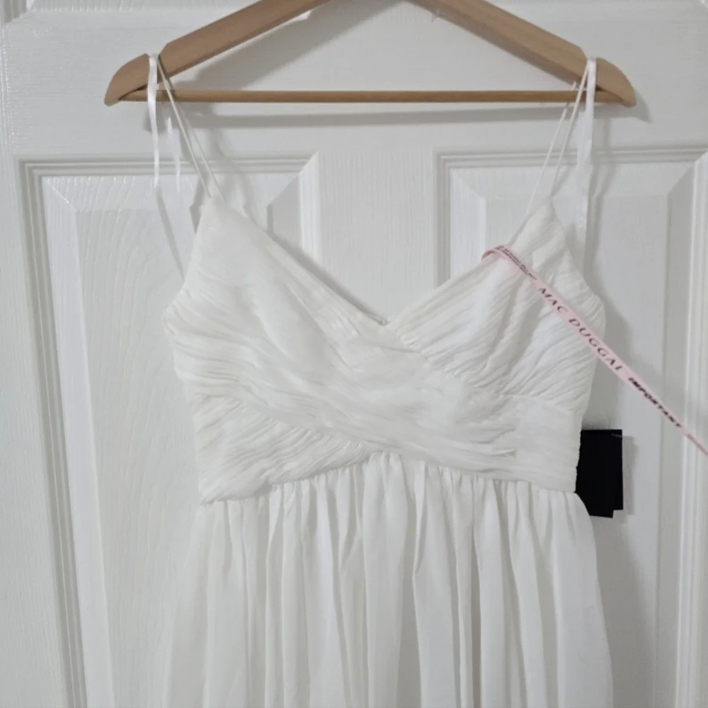 Ieena Mac Duggal White Faux Wrap Sleeveless Flowy Midi Dress New Size XS - Picture 5 of 9